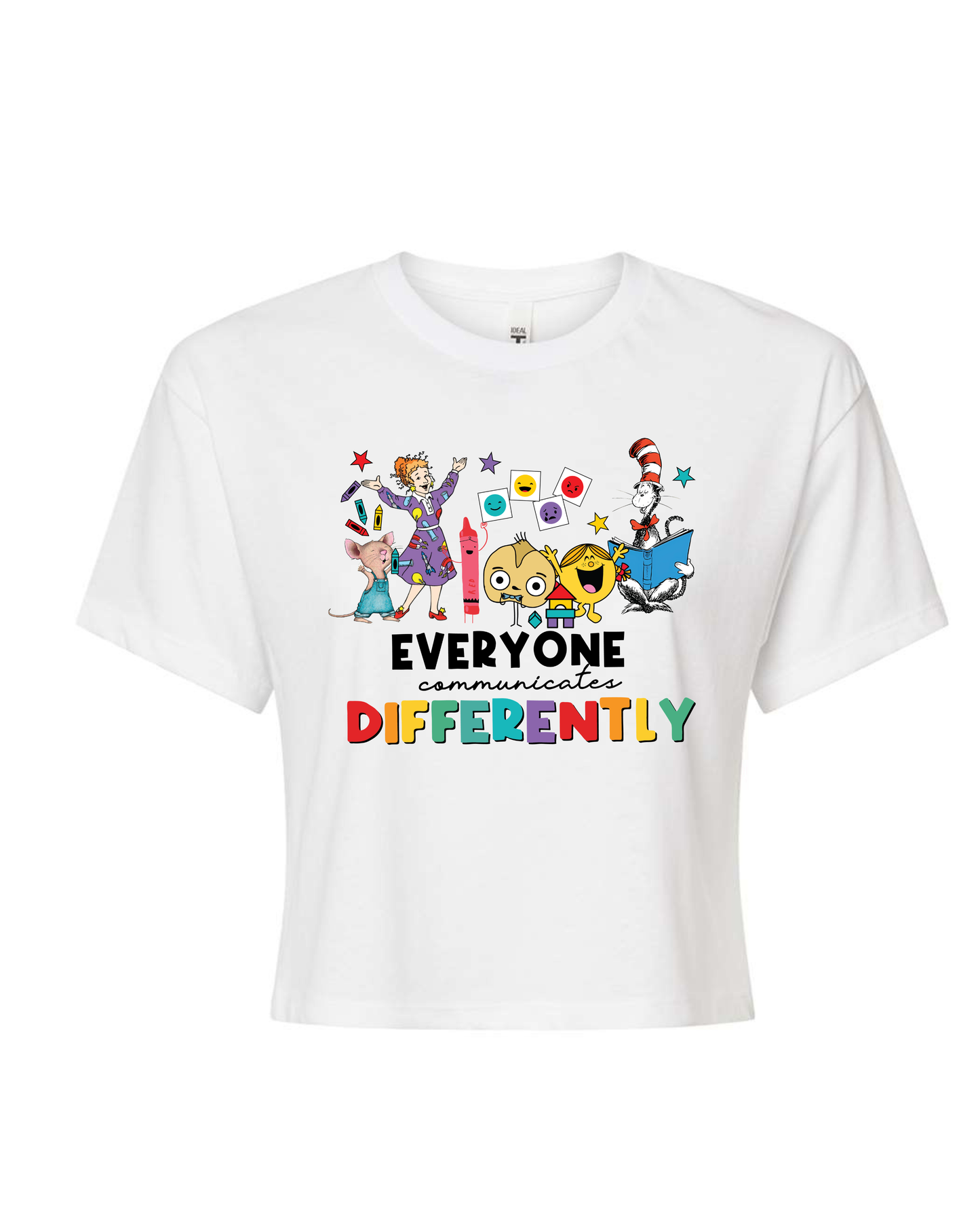 EVERYONE COMMUNICATES DIFFERENTLY | WHITE WOMEN CROP TOP