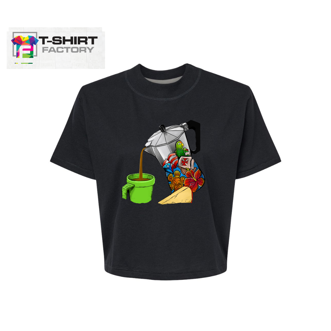 QUESITO Y CAFE EN LA NAVIDAD (Boxy Tee Crop Top)