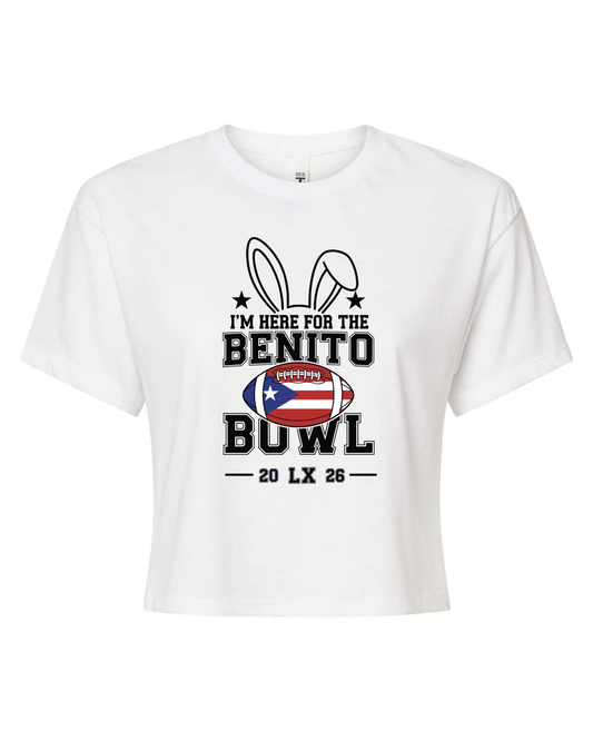 IM HERE FOR THE BENITO BOWL | WHITE WOMEN CROP TOP