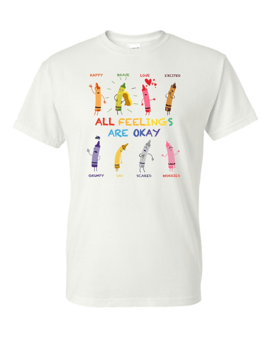 ALL FEELINGS ARE OK | UNISEX WHITE T-SHIRT