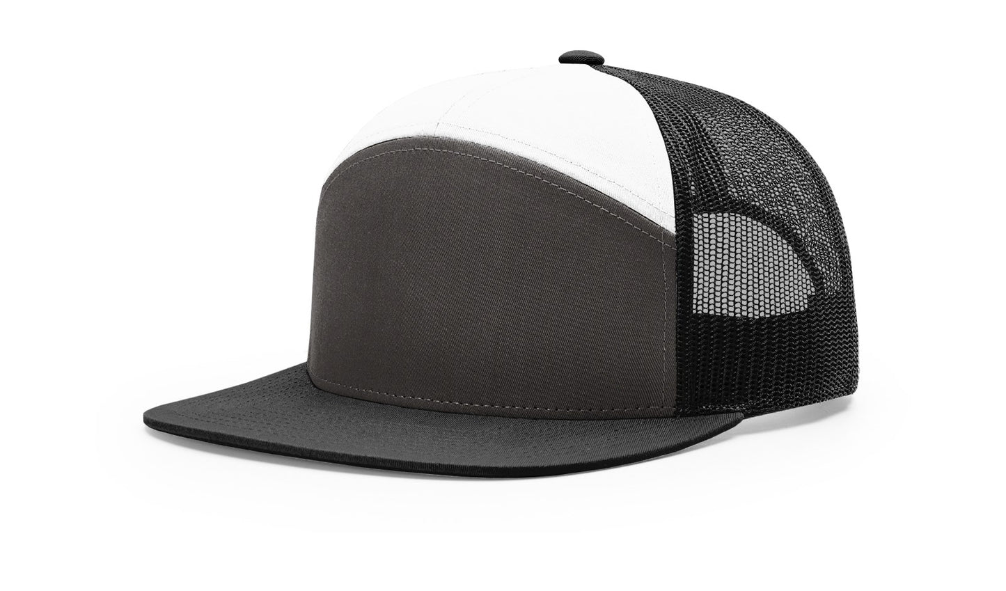 Tri Color Charcoal, Black, White | 7-Panel Trucker