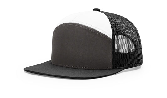 Tri Color Charcoal, Black, White | 7-Panel Trucker
