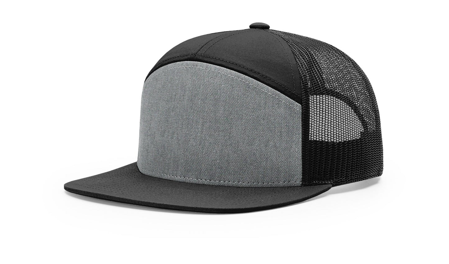 Heather Grey, Black | 7-Panel Trucker
