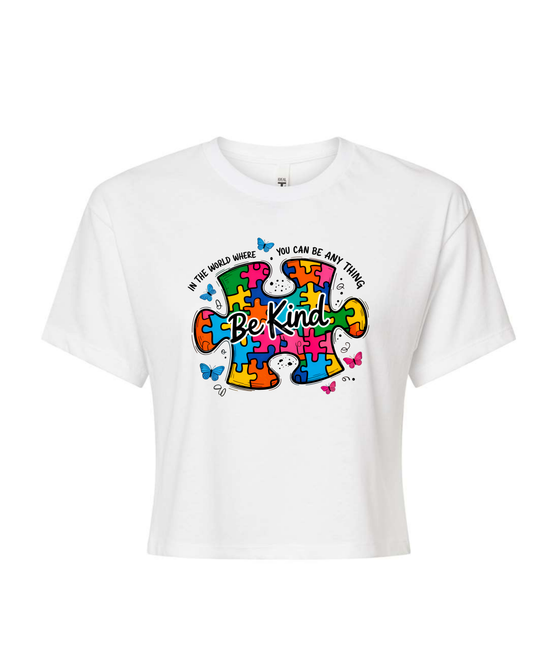 BE KIND | WHITE WOMEN CROP TOP