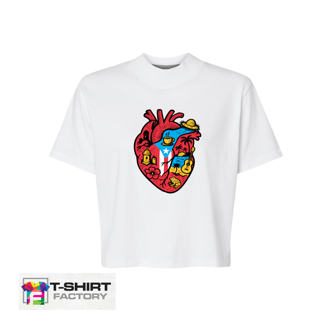 CORAZON BORICUA (Boxy Tee Crop Top)
