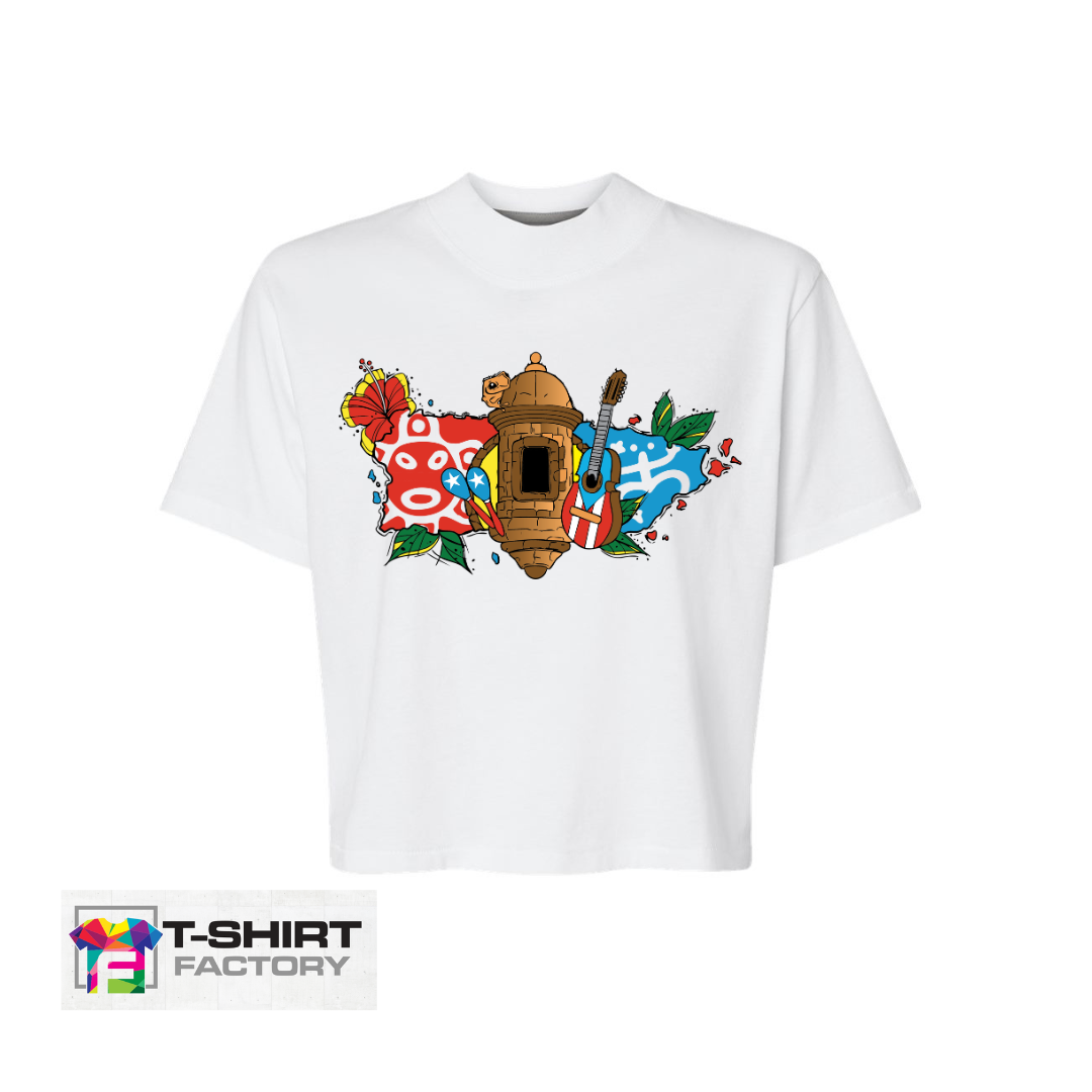 CULTURA Y NAVIDAD | WHITE (Boxy Tee Crop Top)