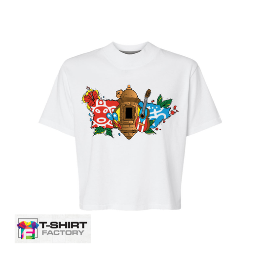 CULTURA Y NAVIDAD | WHITE (Boxy Tee Crop Top)